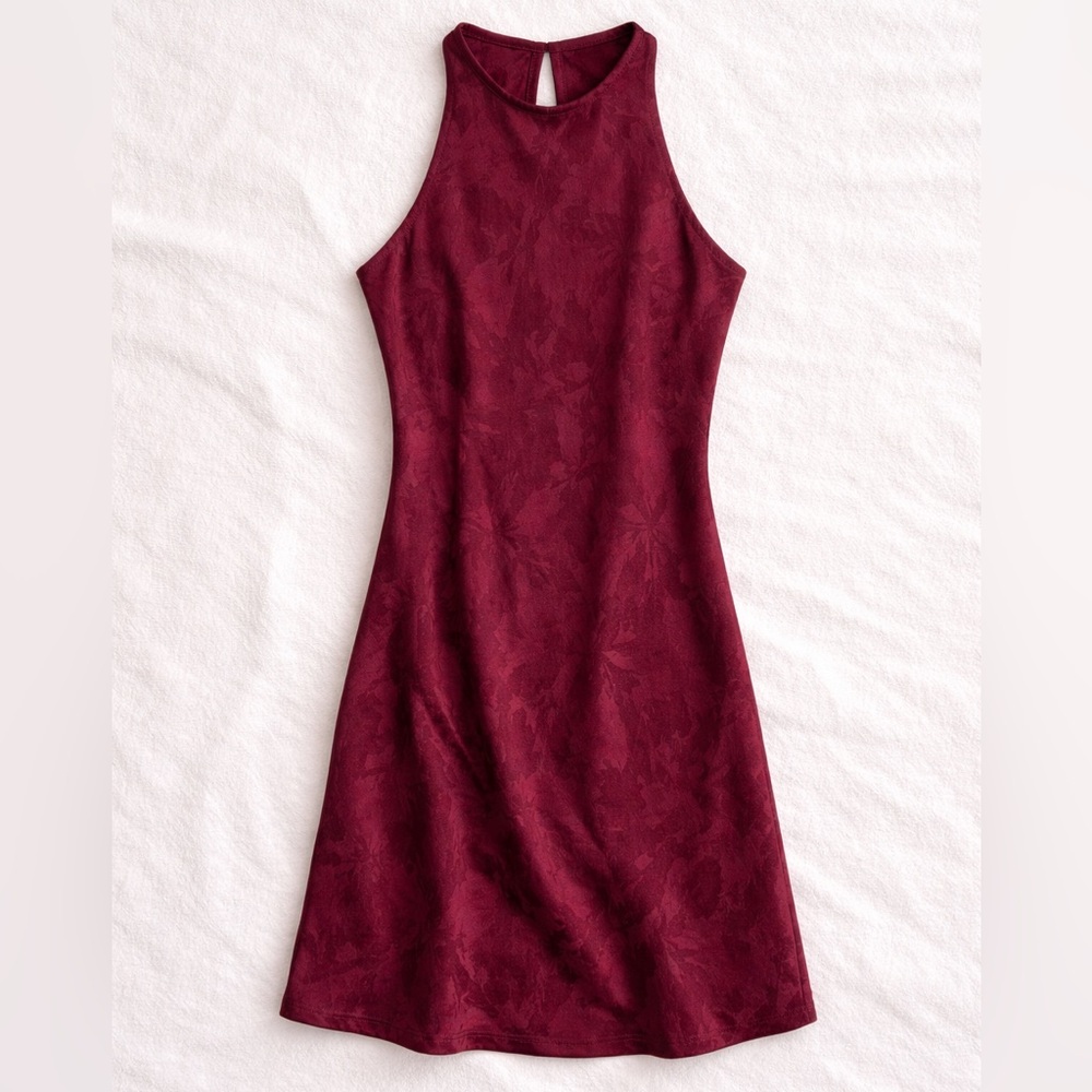 All That Jazz Red Halter Mini Dress 7/8 Vintage Y2K Satin Sheath Party Cocktail